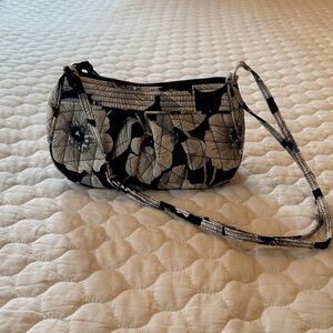 Vera Bradley Black and Cream Floral Shoulder Bag